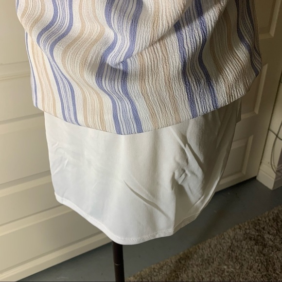 Sadie & Sage High Tide Costal Button Down Maxi Dress White Blue Tan Stripes Sz S - Picture 9 of 13